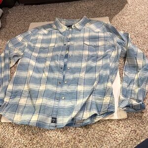 Lucky Brand Blue and White Casual Button Down Shirt